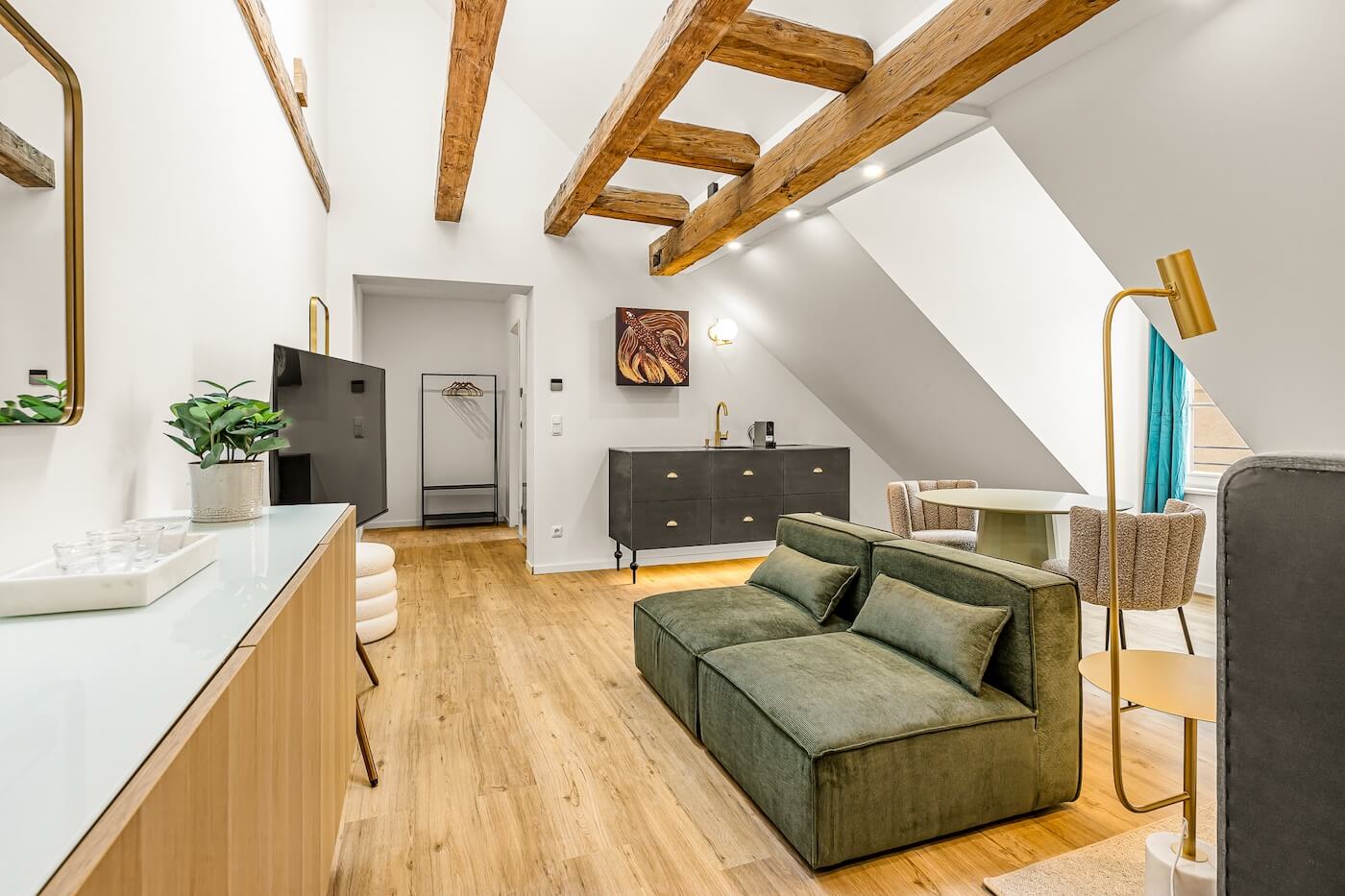 kalm.stay design aparthotel München Dachgeschoss Ecksuite