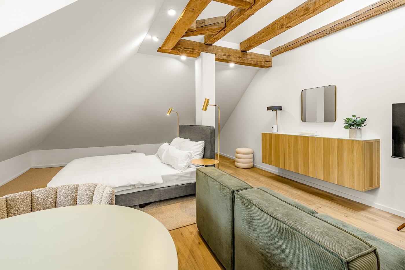 kalm.stay design aparthotel München Dachgeschoss Ecksuite